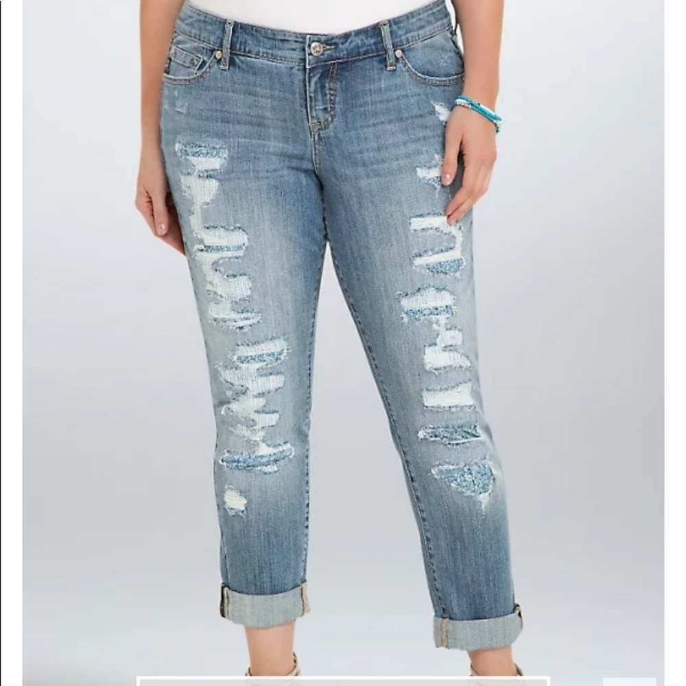 Torrid Boyfriend Distressed Skinny Jeans